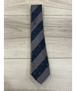 ERMENEGILDO ZEGNA Italy Silk Navy Blue &amp; Gray Striped Dots Tie 100% Silk... - $40.60 CAD