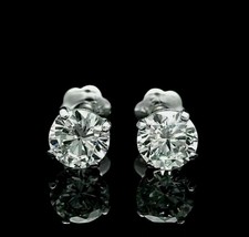 2 Kt Brillant Diamant Ohrringe 14K Weißgold Solitär Ohrstecker Rund - £135.72 GBP