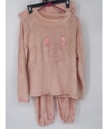 Disney 100 2pc Womens Peachy Pink Fleece Minnie Mouse Long Sleeve Pajama... - $17.91 CAD