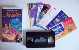 Disney Aladdin Black Diamond Classic + Rare Inserts Vhs 1993 Excellent Tested - £23.59 GBP