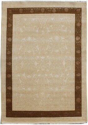 Primary image for 8 x 12 Beige Chocolate Brown Wool & Silk High End Wool & Silk Rug