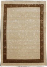 8 x 12 Beige Chocolate Brown Wool &amp; Silk High End Wool &amp; Silk Rug - £3,356.23 GBP