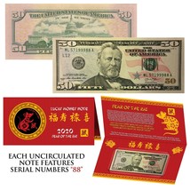 2020 Lunar Chinese New YEAR of the RAT Lucky US $50 Bill w/ Red Folder -... - £140.89 GBP