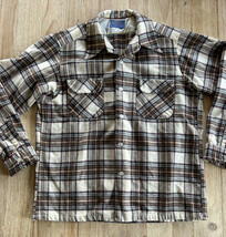 Pendleton Shirt Men L Vintage Wool Board Brown Plaid Flap Pocket Loop USA - £95.12 GBP