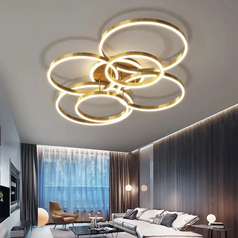 Modern LED Gold Black Chandeliers Lighting For Living Study Room Dimmabl... - $83.64+