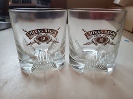 Chivas Regal Lowball Whiskey Glasses Set of 2 - Footed - Made in France - £18.99 GBP