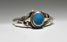 Turquoise ring Navajo pinky sterling silver children women size 5.50 - £29.97 GBP