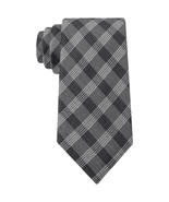 CALVIN KLEIN Black Gray Schoolboy Glenn Plaid Silk Blend Slim Tie - $24.99