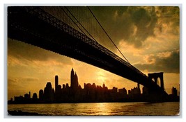 Brooklyn Bridge at Sunset New York City NY NYC Chrome Postcard Y10 - £3.07 GBP