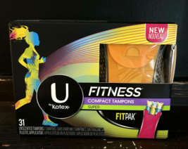 (1) U by Kotex Fitness Compact Tampons Fitpak Super Absorbency Unscented 31 Ct - £13.16 GBP