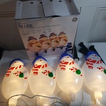 GE StayBright Snowman Pathway light Markers x4 White Christmas blow mold... - $36.00