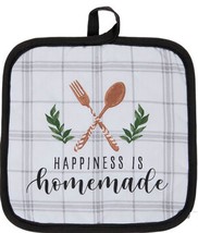 1 Printed Jumbo Pot Holder,8&quot;x8&quot;, Spoon &amp; Fork,Happiness Is Homemade On Plaid,Hl - $7.91