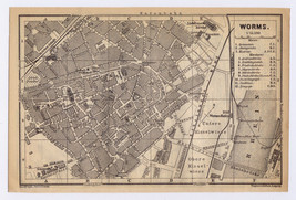 1896 Antique City Map Of Worms / RHINELAND-PALATINATE / Germany - £19.63 GBP