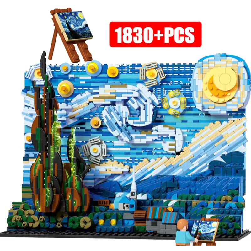 Vincent Van Gogh The Starry Night 21333 Art Painting Building Blocks Bricks - £78.05 GBP