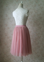DUSTY PINK Tulle Midi Skirt Women Custom Plus Size Tulle Skirt Outfit image 6