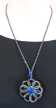 VTG Rhinestone Necklace Ultramarine Blue Good Quality Detachable Pendant... - £27.96 GBP