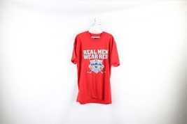 Vtg 90s Mens L Spell Out Real Men Wear Red Detroit Red Wings Hockey T-Shirt USA - £39.52 GBP