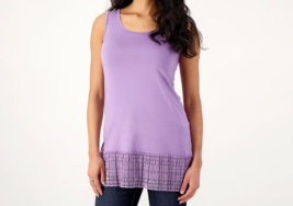 LOGO Layers by Lori Goldstein Tank Top with Broomstick Hem Chalk Violet,... - £31.64 GBP