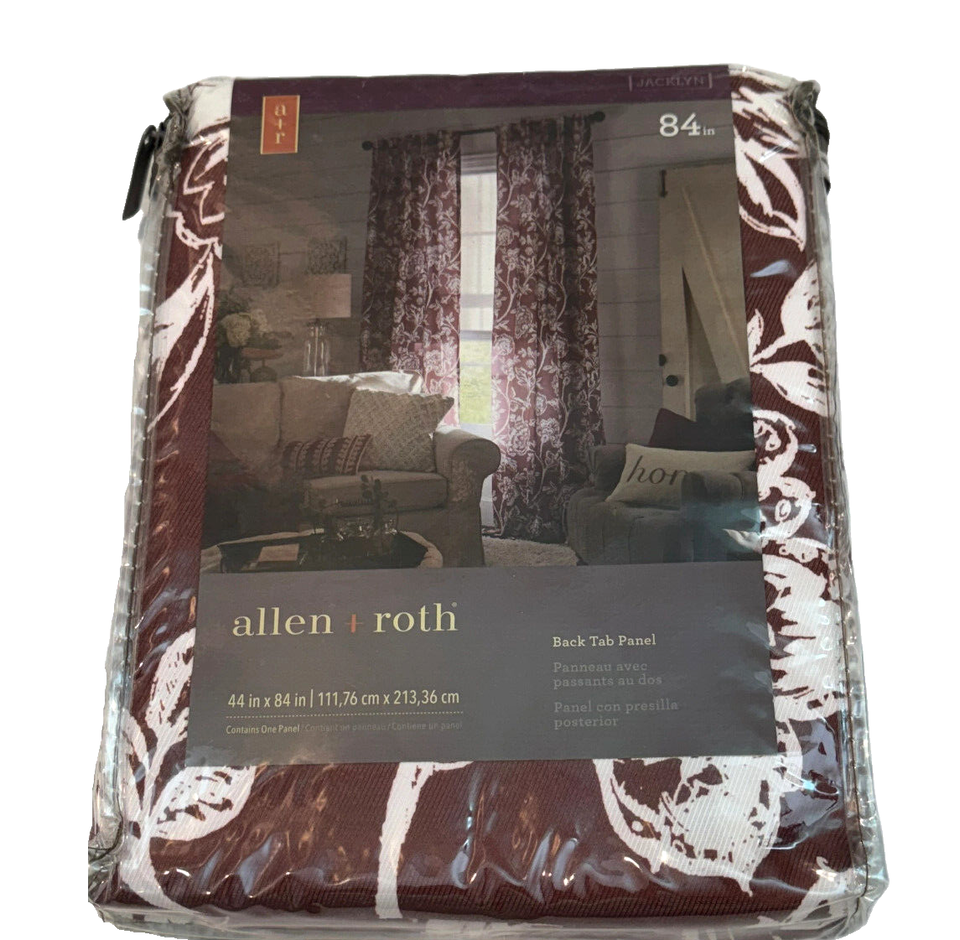 Allen + Roth Jacklyn Panel 44" x 84" Brown White Back Tab Floral Cotton