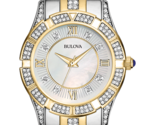 Bulova 98L135 Women&#39;s Genuine Crystals Yellow Gold &amp; Silver Tone Dress W... - $166.50