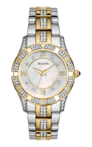 Bulova 98L135 Women&#39;s Genuine Crystals Yellow Gold &amp; Silver Tone Dress Watch - £133.06 GBP