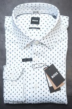 HUGO BOSS Uomo Hal Kent Casual Fit Pastello Bianco Jersey Cotone Camicia 41 16 - £49.61 GBP