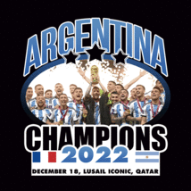 Argentina Messi Celebration Champions FIFA World Cup Qatar 2022 Black T-Shirt  - £18.37 GBP+