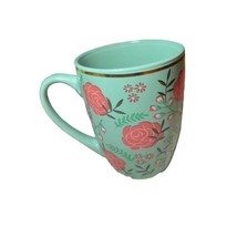 Best Mom Ever coffee cup mug Floral Green Red ceramic stoneware - £8.87 GBP