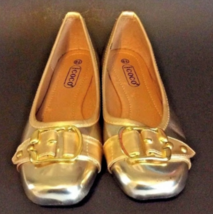 Coco Women&#39;s Flat Ballet Shoes Size 6.5 Slip on Metallic Gold - £10.70 GBP