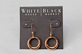 White House Black Market French Wire Earrings Rose Gold Tone Dangle Circles - £14.01 GBP