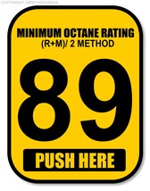 89 Octane Gas Pump Button Label Vinyl Sticker Gasoline Petrol Decal 2x2.... - £3.12 GBP