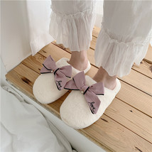 Women’s Winter Home Slippers With Bow Indoor Shoes Faux Furry Slippers For Girls - £23.62 GBP