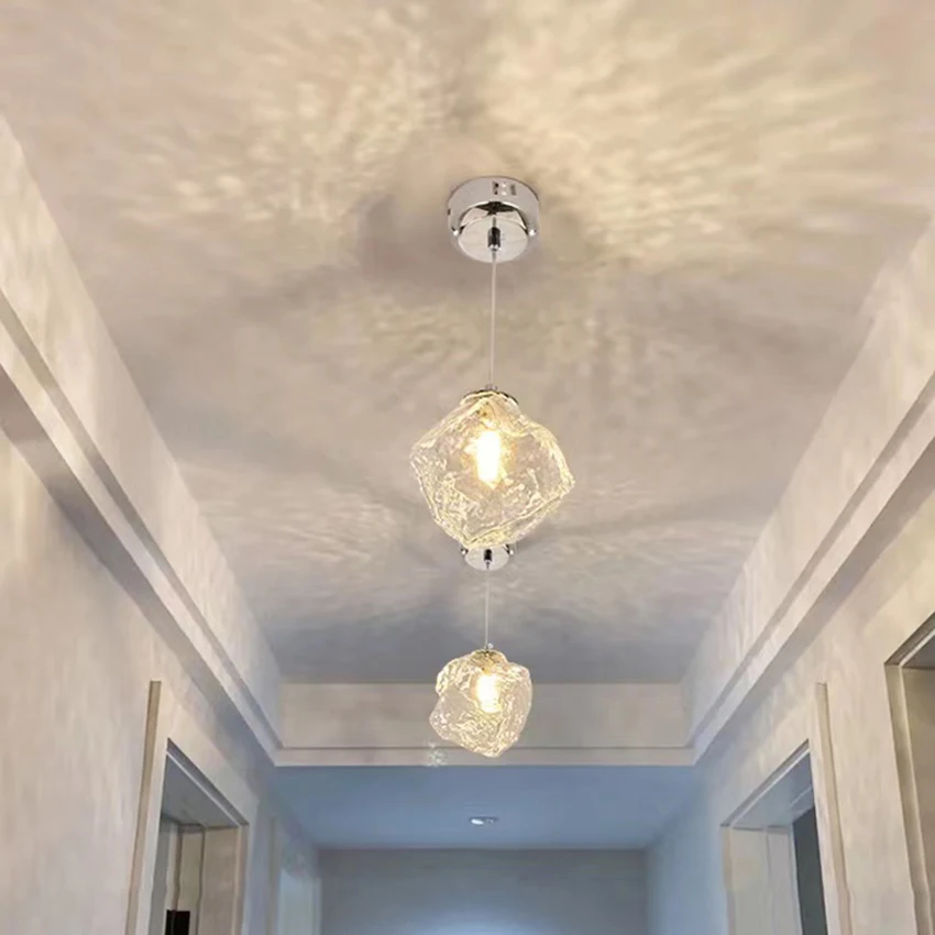  Art Chandelier LED Simple Ceiling Light Transparent Gl Surface Mounted Living R - £166.69 GBP