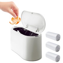 Mini Desk Trash Can With Lid With 90 Pcs Trash Bag, Lint Bin 0.5 Gallon Countert - £25.57 GBP