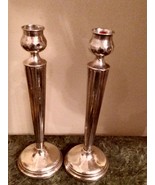 ELEGANT WEIGHTED STERLING SILVER SLIM TALL CANDLESTICKS MONOGRAMMED W/ JPW - £122.75 GBP