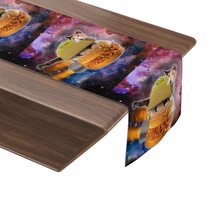 Cat Riding Hamburger Table Runner - Space Cat Table Runner - Graphic Tab... - £14.63 GBP