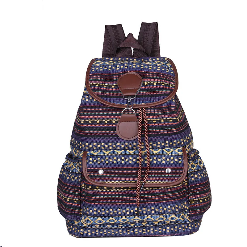 Women&#39;s Bags 2024 New Ethnic Styles  Canvas Double s Large Capacity Backpa Desig - $116.78