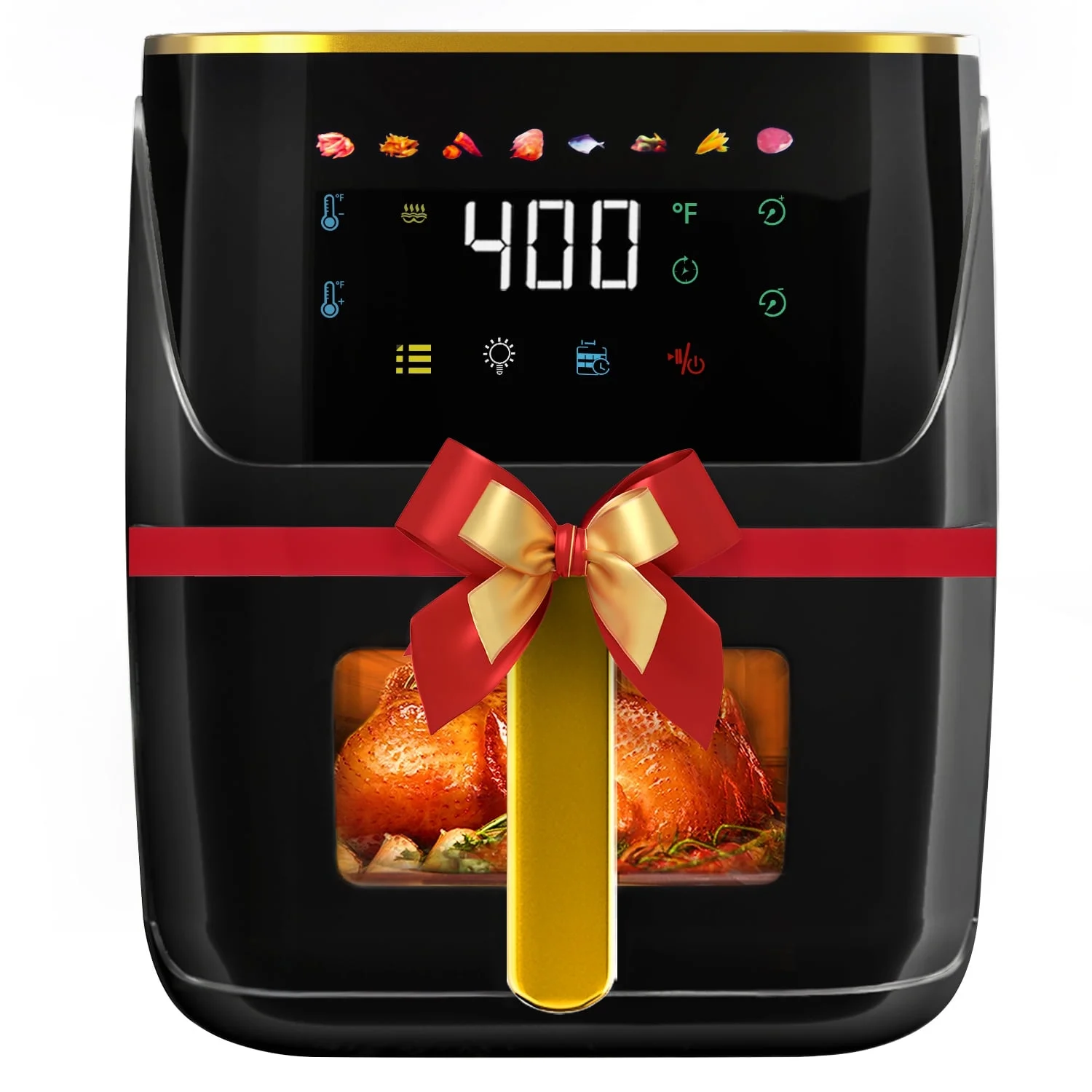 Newest Air Fryer Large 8.5 QT, Black, 8 in 1 Touch Screen, Visible Window, 1750W - £131.24 GBP