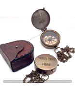 Personalized Engraved Compass with Leather case Antique &amp; polish Compass... - £27.45 GBP