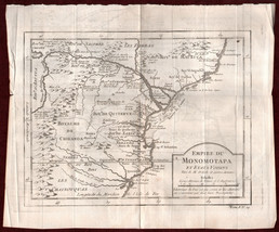 1758  Empire Du Monomotapa et etats Voisons East Africa Antique Map Bellin - £40.75 GBP