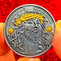 Souvenir Jesus Coin Crown of Thorns Christian Commemorative Coin Pray Coins  - £11.02 GBP