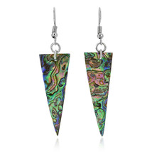 Handcrafted Inverted Triangle Abalone Seashell Dangle Earrings - £10.51 GBP