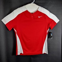 Womens Red Softball Shirt Medium Game Jersey Short Sleeve Nike Baseball - £16.55 GBP