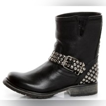 black leather silver studded boots women’s 5.5 Steve Madden FRAANKIE booties - £79.01 GBP