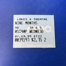 Nine Months Lakes 6 AMC Movie Theatre Ticket Stub Hugh Grant Vintage Jul... - $13.49