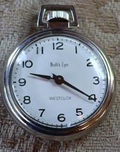 Vintage Westclox Bull&#39;s Eye pocket watch not working. 2 inch round - £19.58 GBP