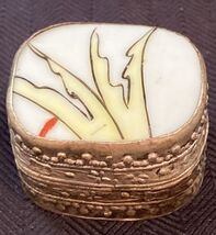 Vintage Silver Trinket Box with Porcelain Inset Lid - $9.49