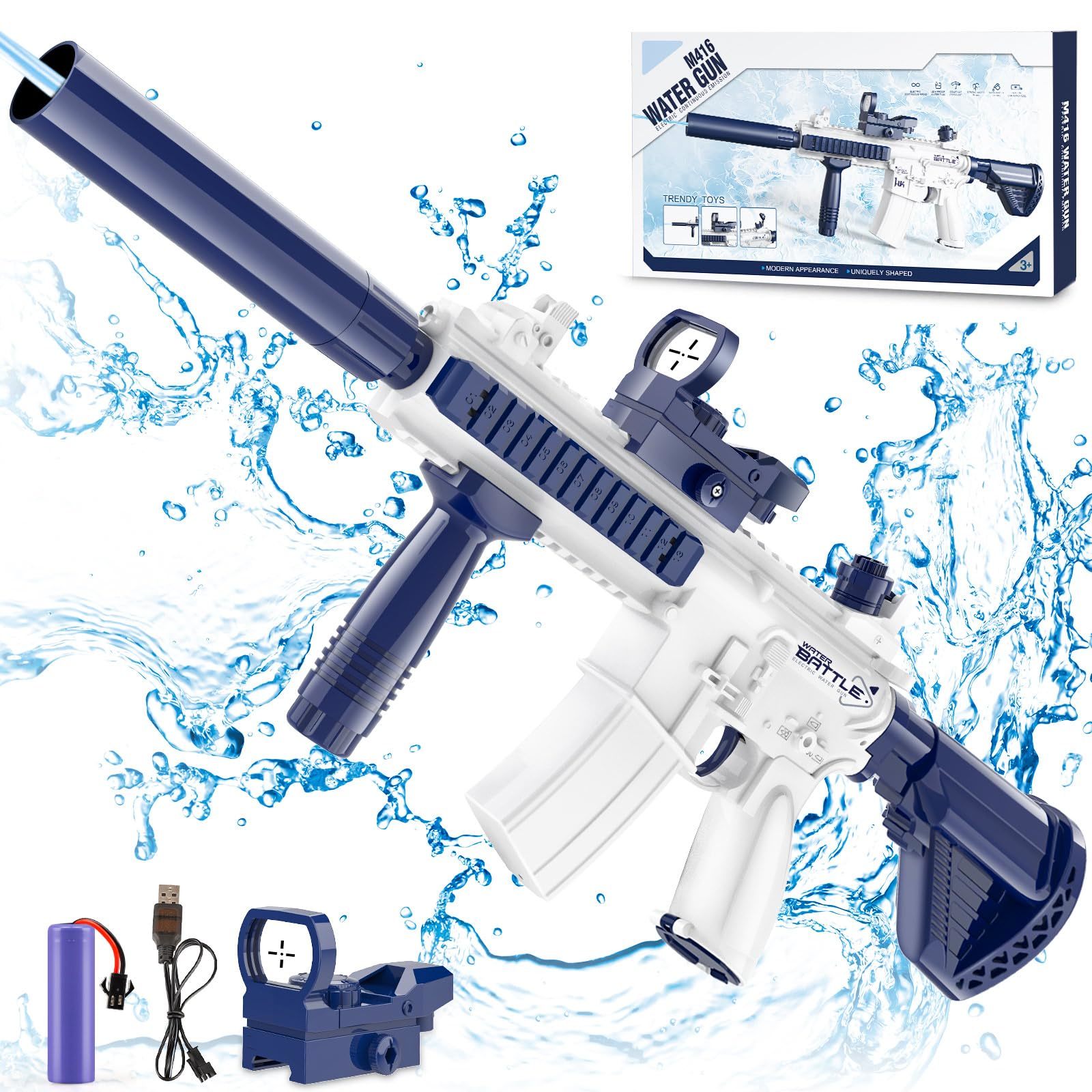 Blue Electric Water Gun for Kids Automatic Summer Beach Swimming Pool Toys - $22.00