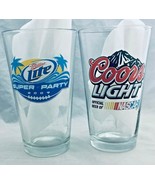 Coors light  &amp; Miller light  2 beer Pint Glasses / Shaker Pint 5 3/4&quot; - £9.48 GBP