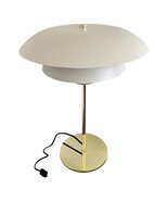 Mid Century Modern Beige Light Gray Metal Dome Mushroom Gold Table Lamp ... - $170.00